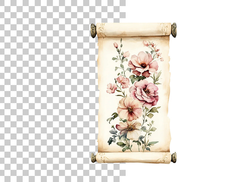 Vintage Floral Scroll Clipart Bundle