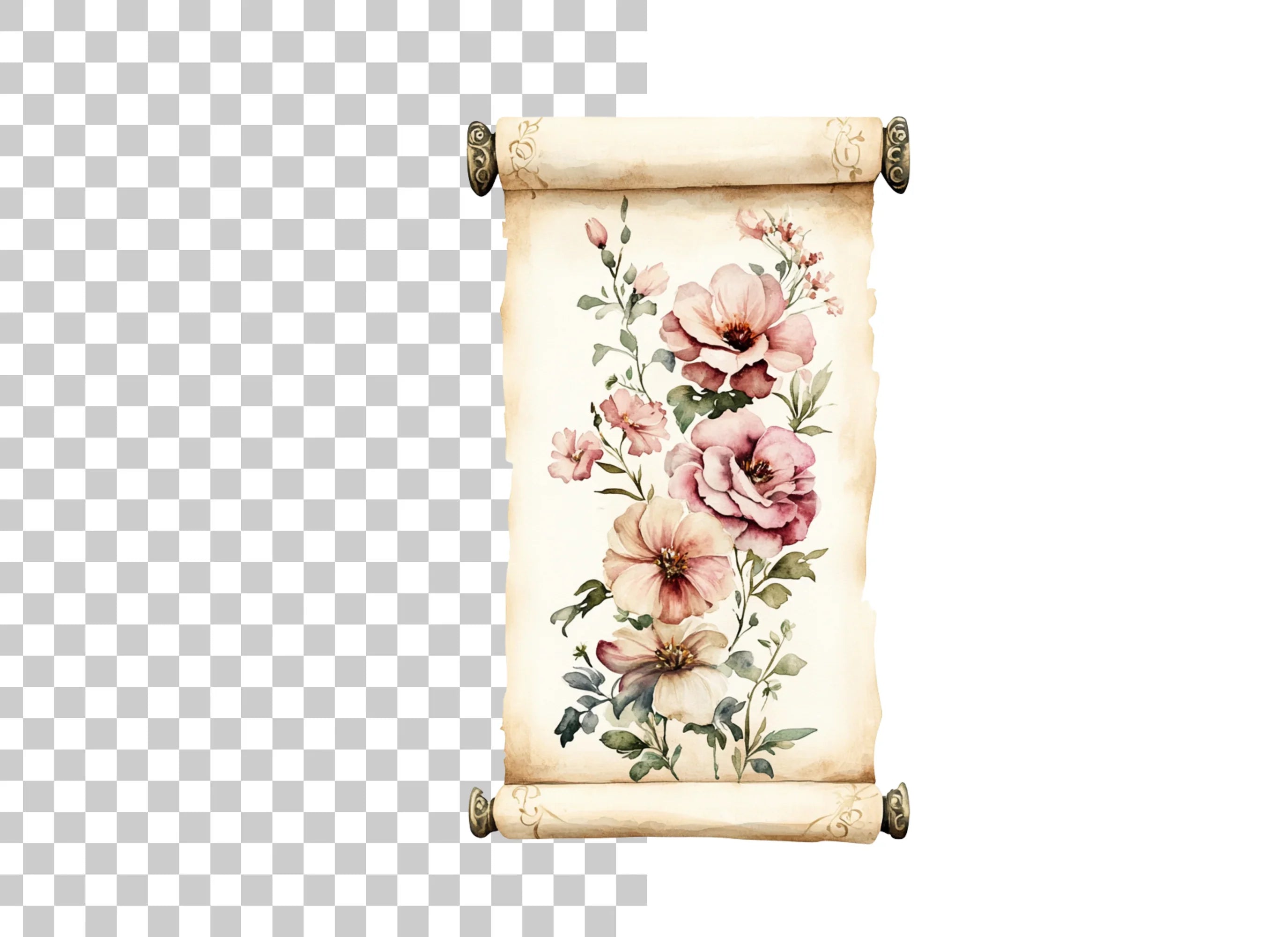 Vintage Floral Scroll Clipart Bundle