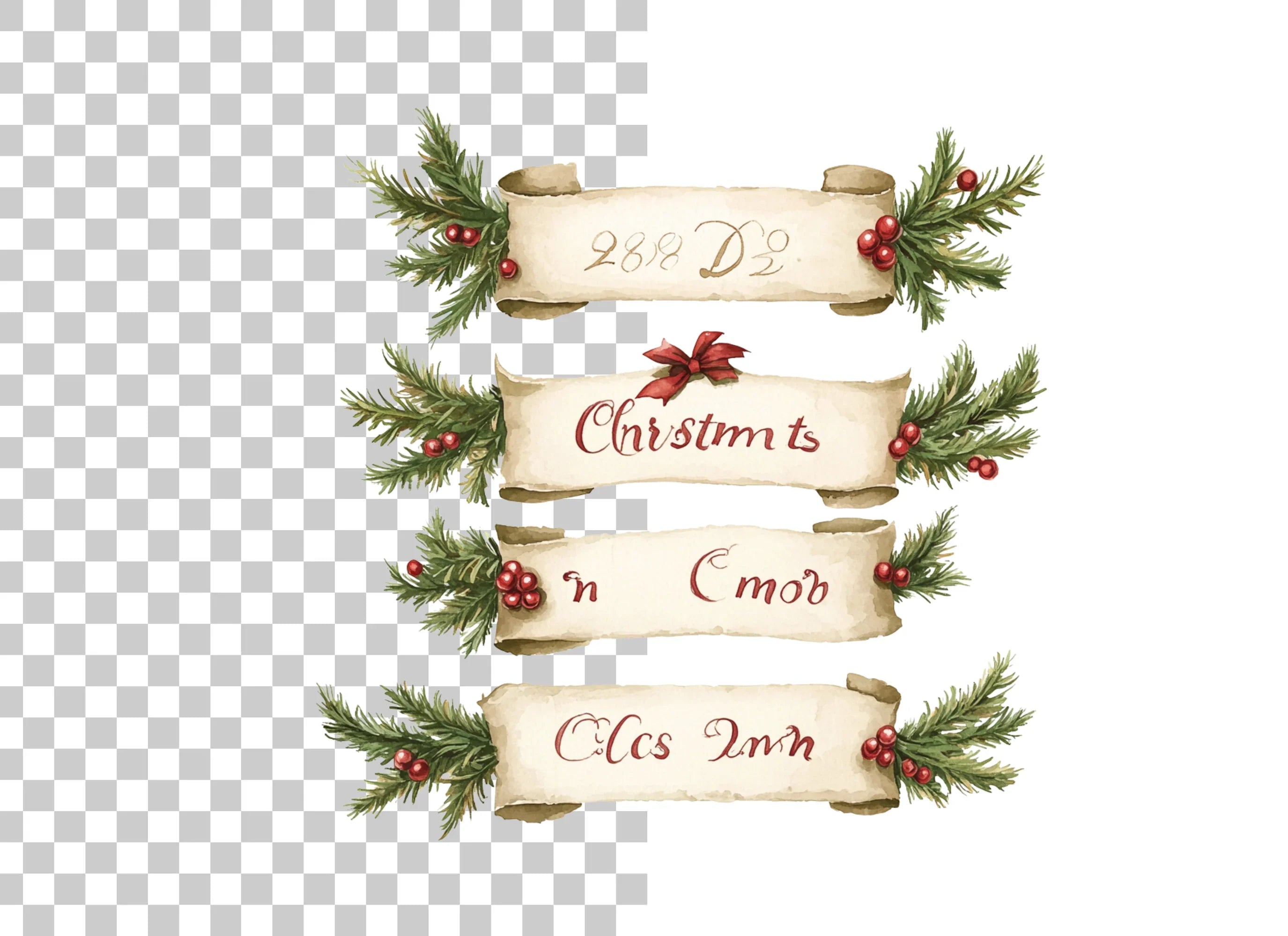 Christmas Scroll Banners Clipart Bundle