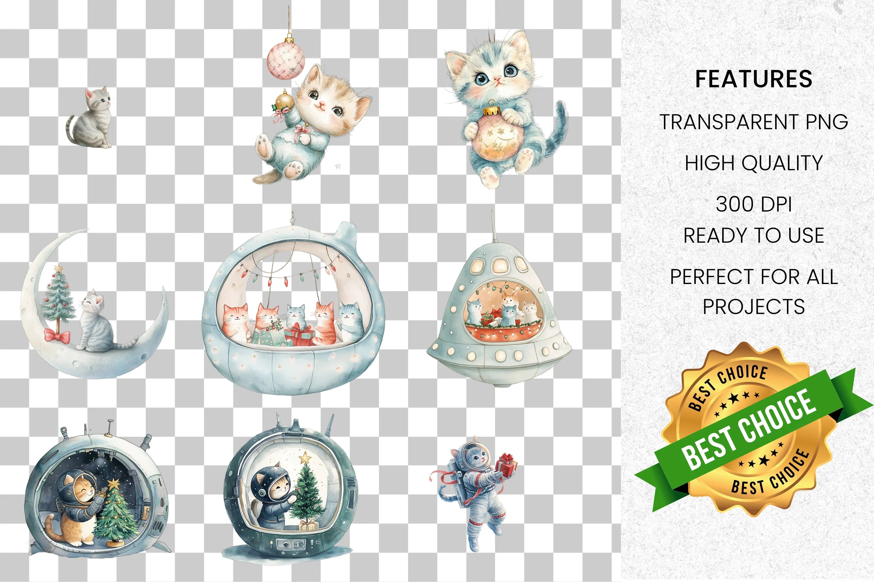 Festive Kitten Clipart Bundle