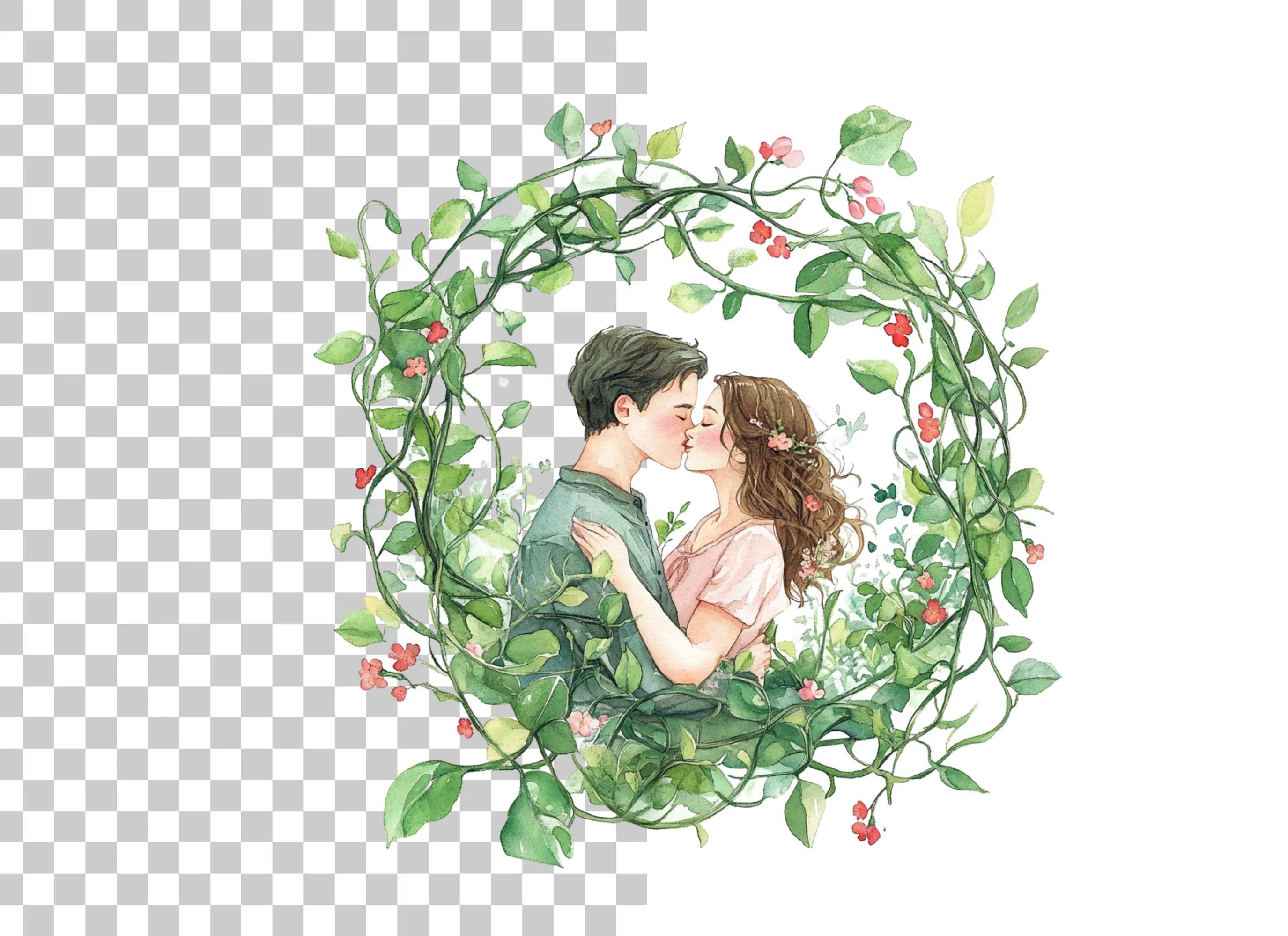 Romantic Couple Kissing Clipart Bundle