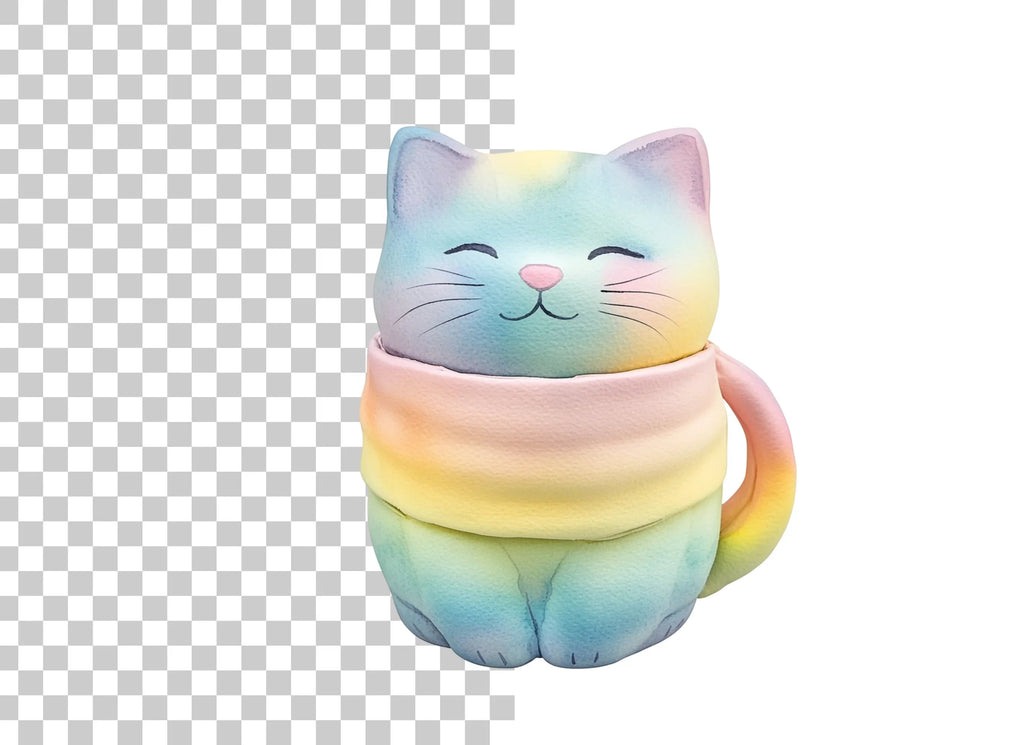 Cute Pastel Rainbow Cat Clipart Bundle