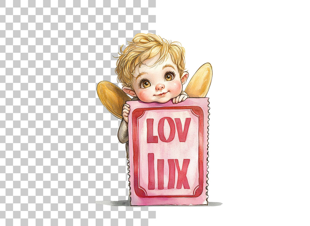 Cute Cupid Angels Love Signs Clipart Bundle