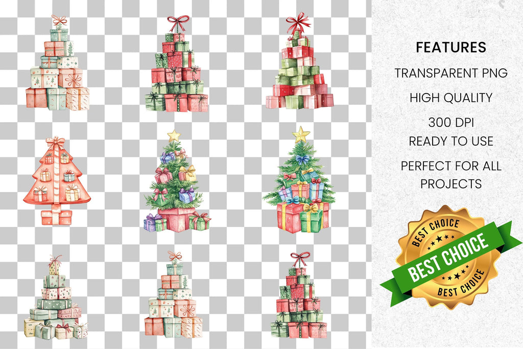 Christmas Gift Stacks Clipart Bundle