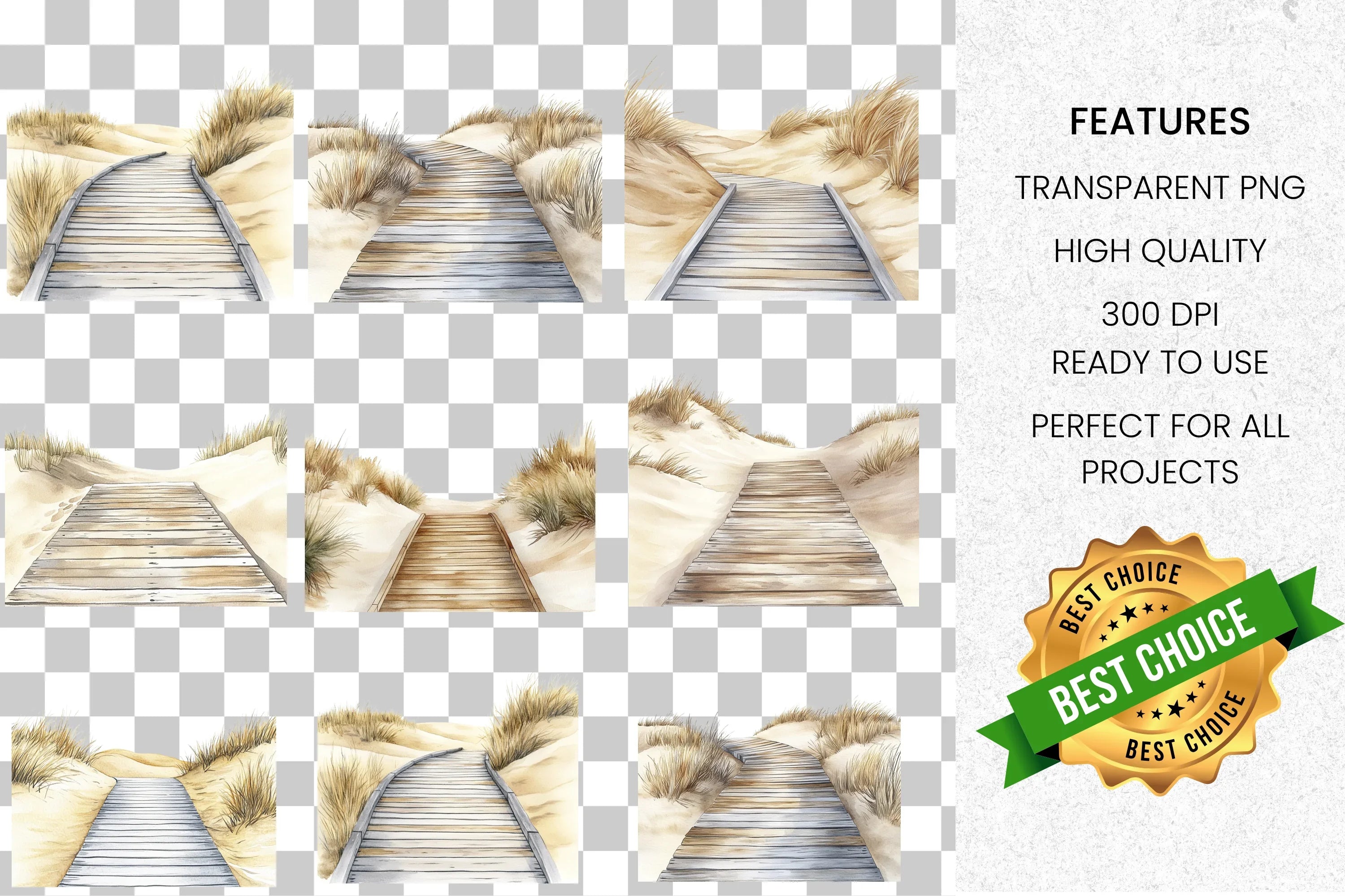 Beach Boardwalk Clipart Bundle