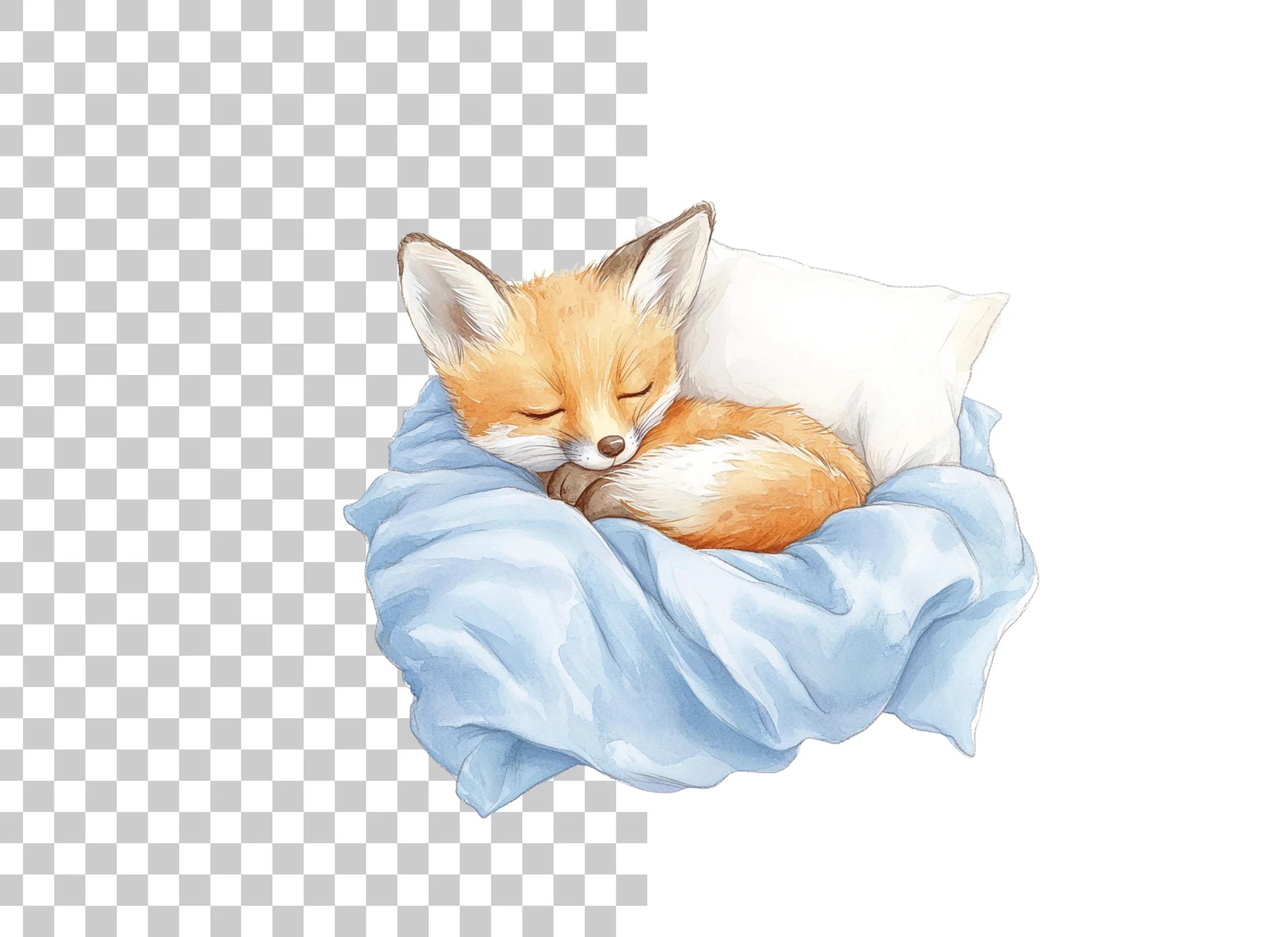 Sleeping Fox Baby Animals Clipart Bundle