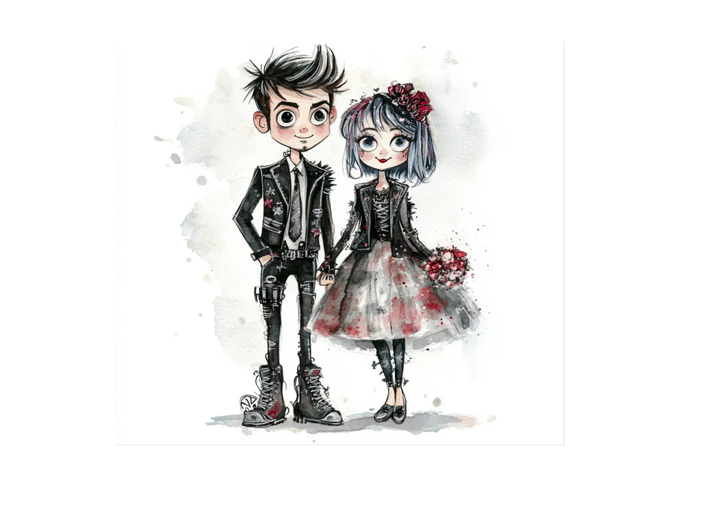 Punk Rock Wedding Couple Clipart Bundle