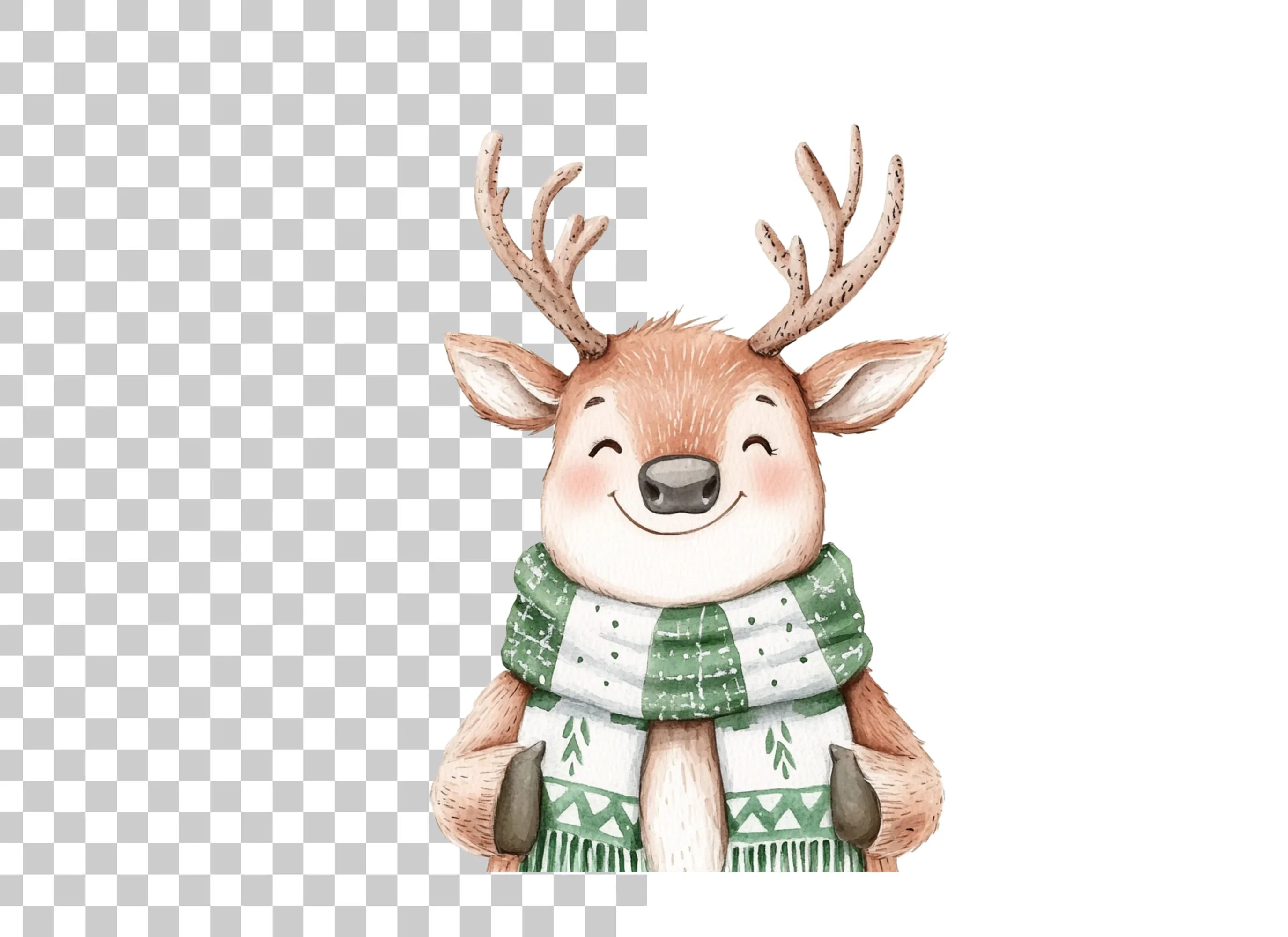 Cute Winter Reindeer Clipart Bundle