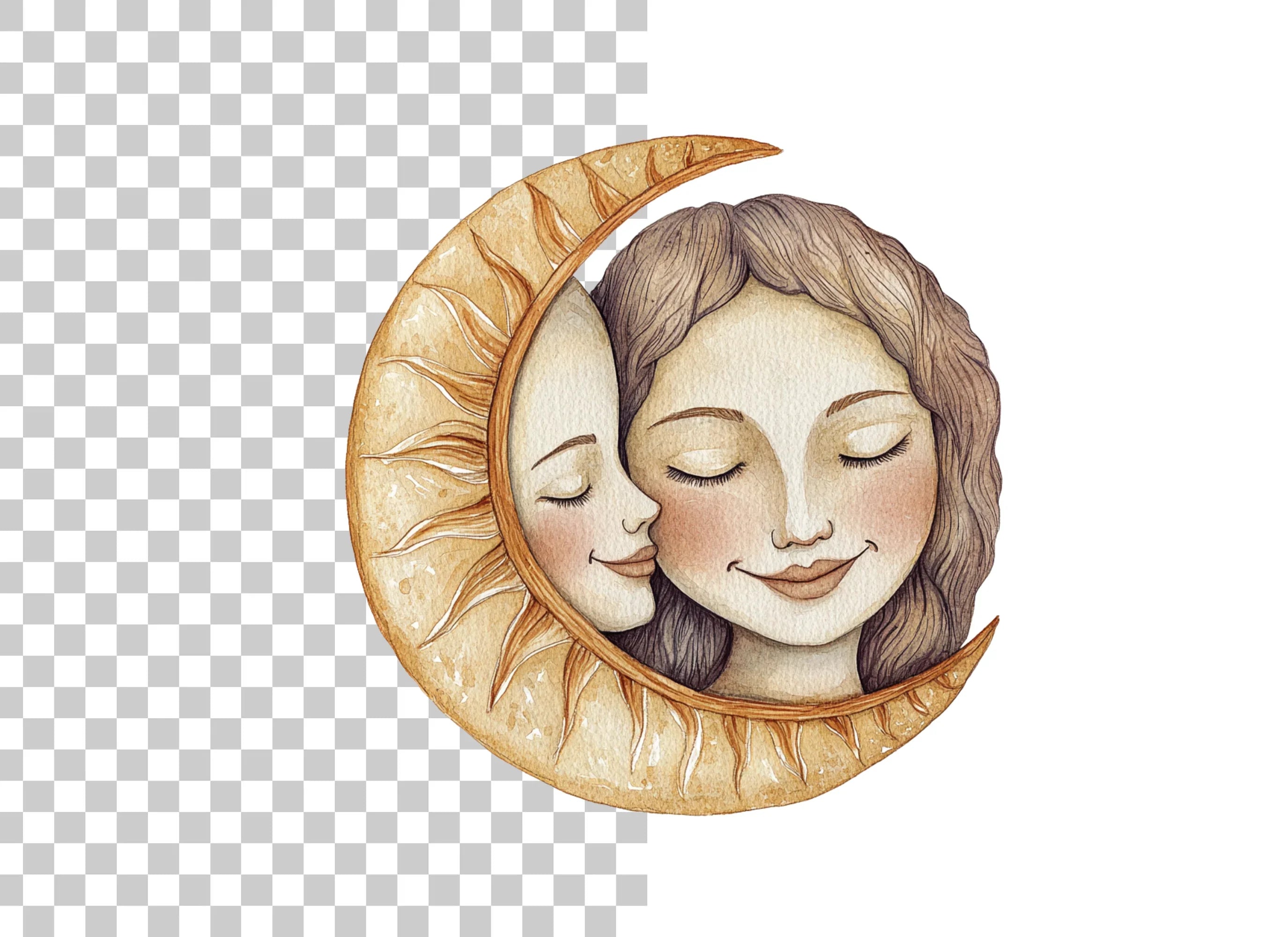 Sun and Moon Embrace Clipart Bundle