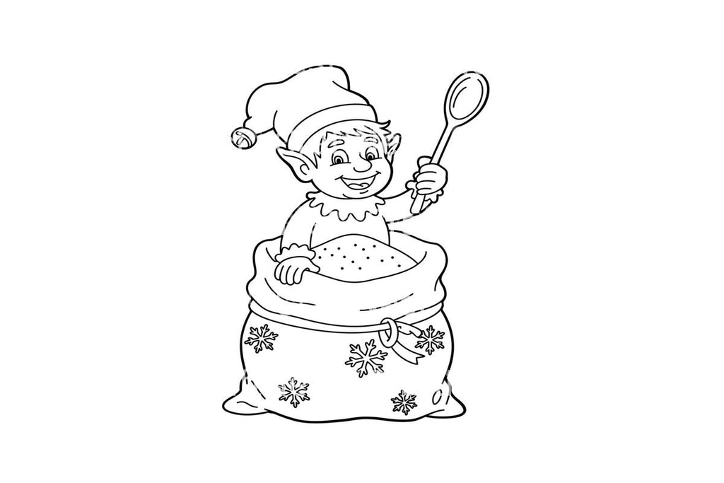 Christmas Elf in Sack Coloring Books