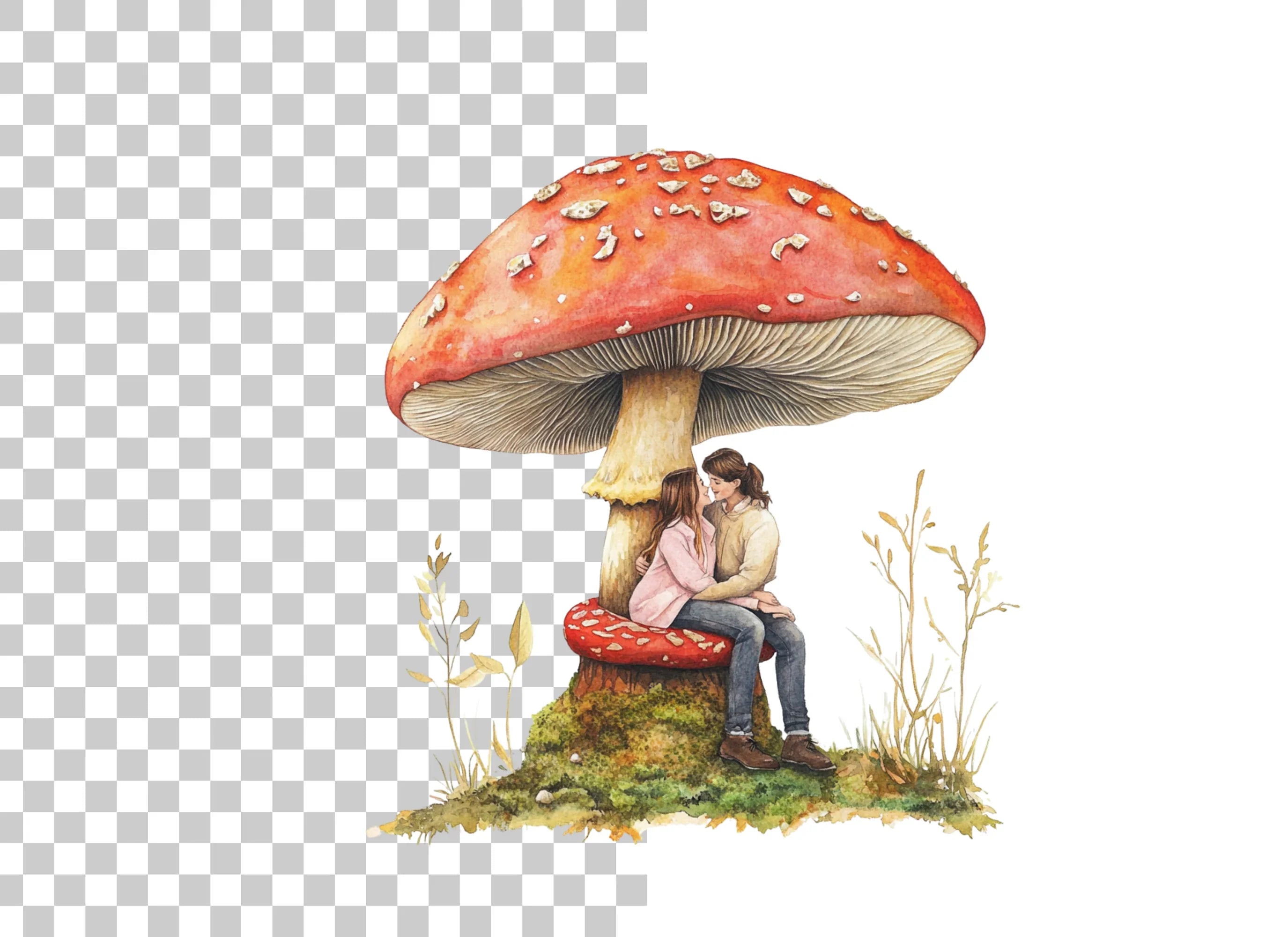 Couple on Mushroom Clipart Bundle
