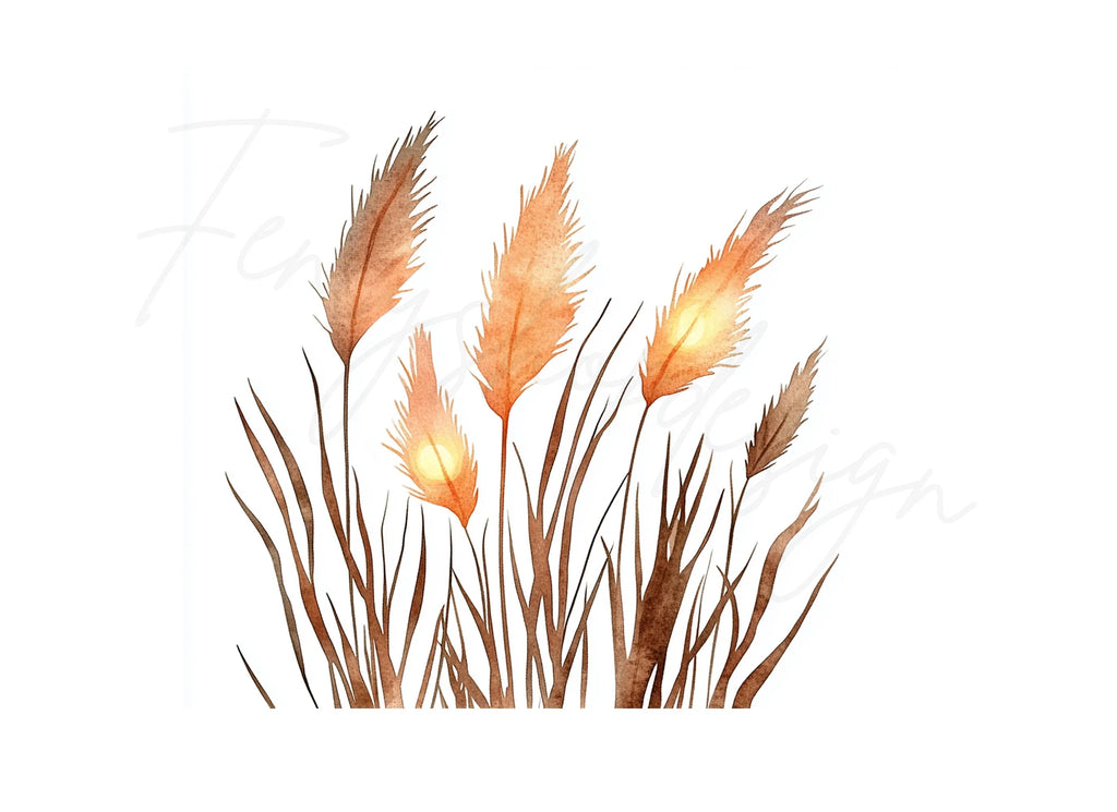 Autumn Pampas Grass Clipart Bundle