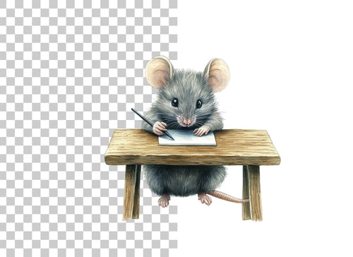 Adorable Mice Writing Clipart Bundle