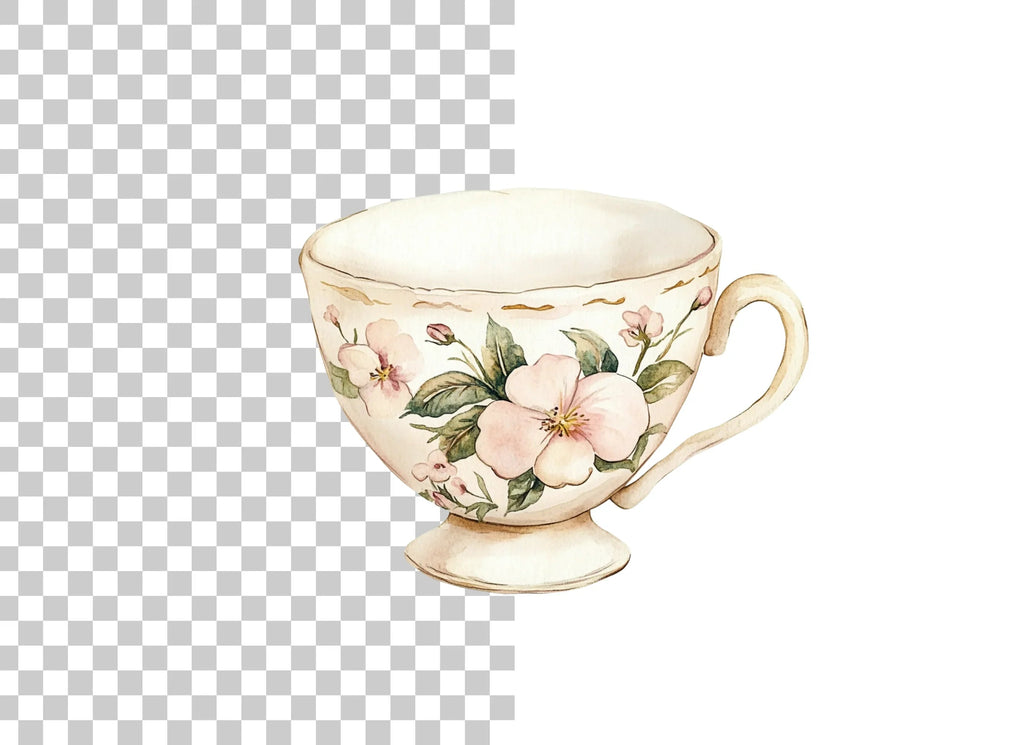 Elegant Floral Teacup Clipart Bundle