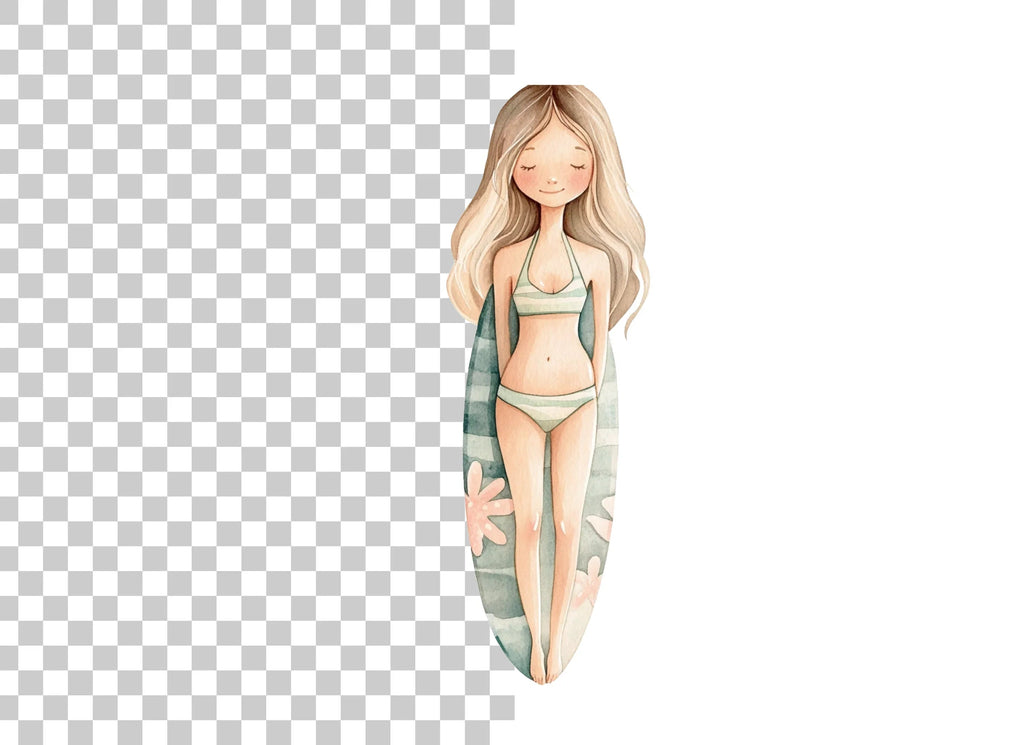 Girl Surfer Clipart Bundle