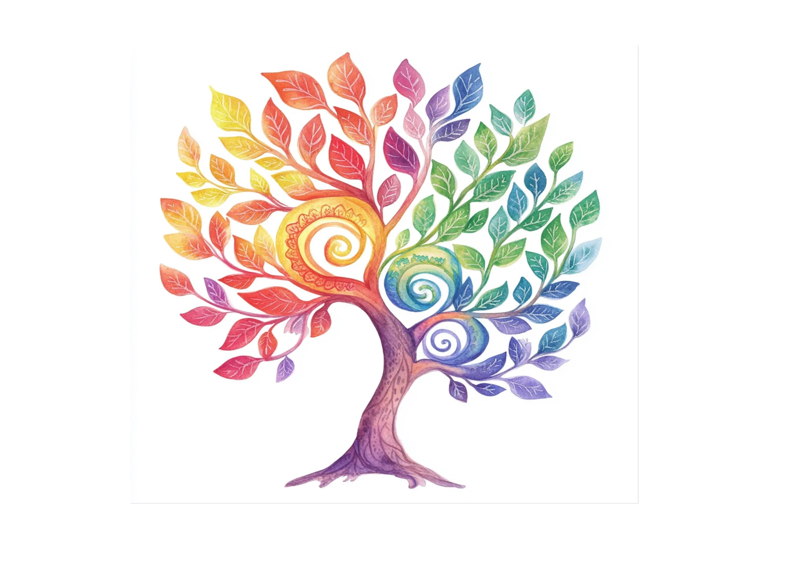 Rainbow Tree Leaves Clipart Bundle