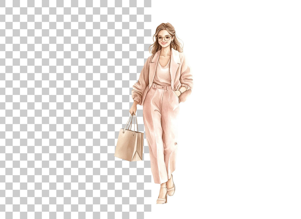 Stylish Woman Shopping Clipart Bundle