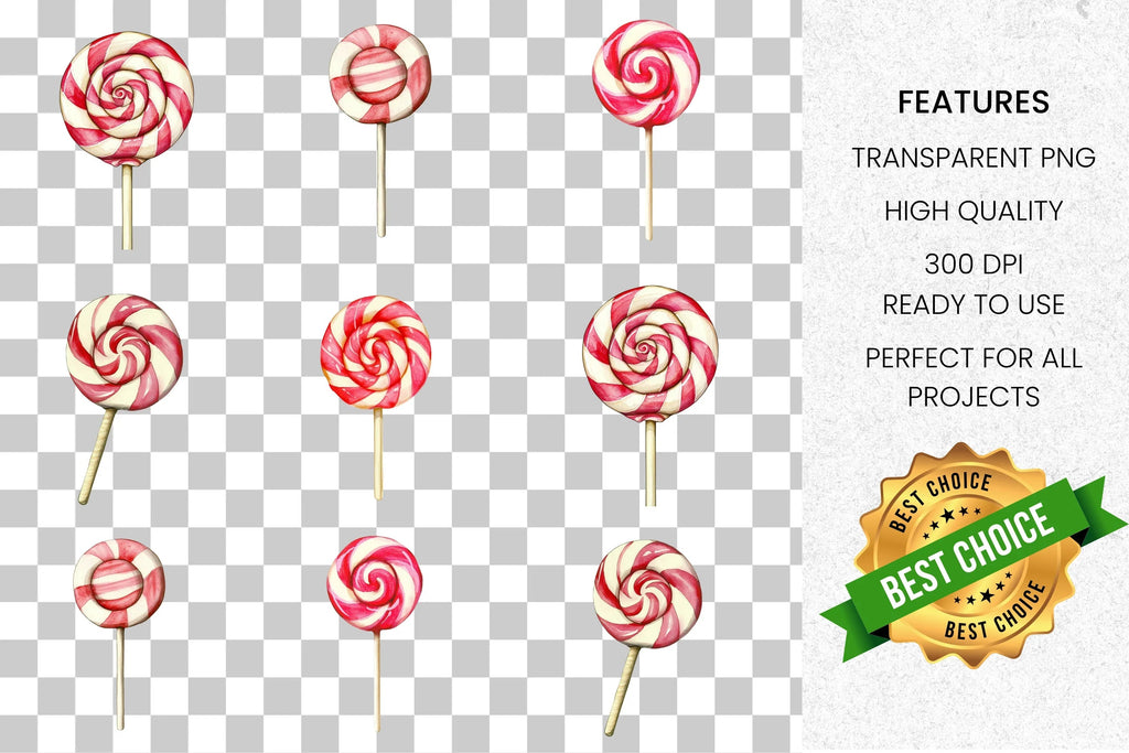 Sweet Swirl Lollipop Clipart Bundle