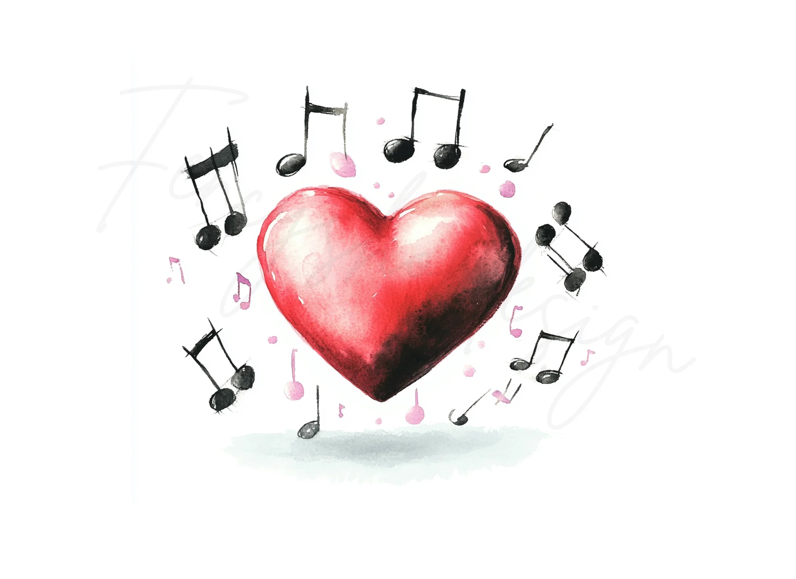 Heart with Musical Notes Clipart Bundle