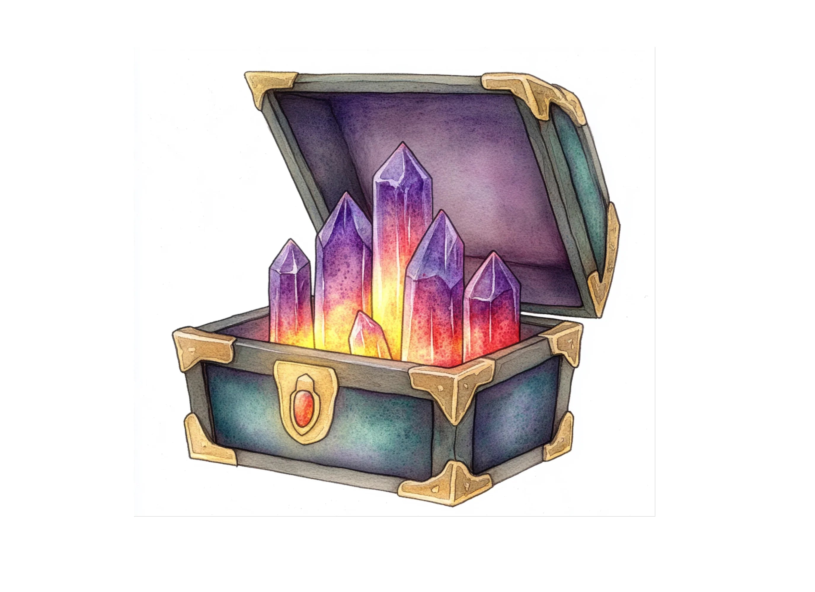 Magical Crystal Treasure Chest Clipart Bundle