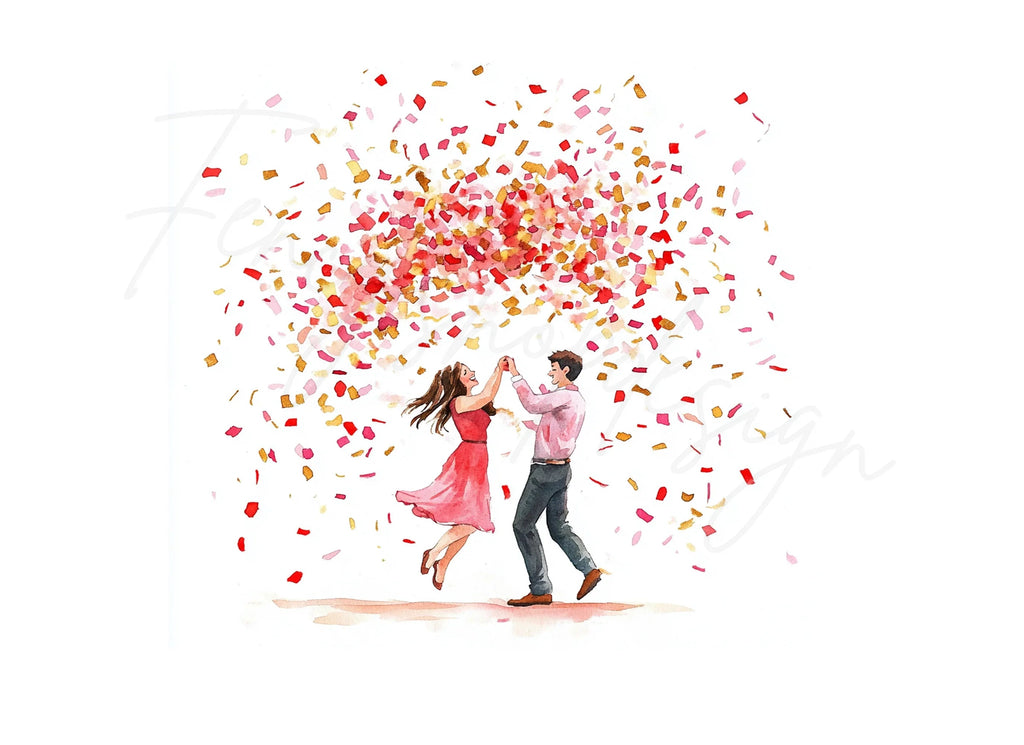 Dancing Couple with Confetti Clipart Bundle