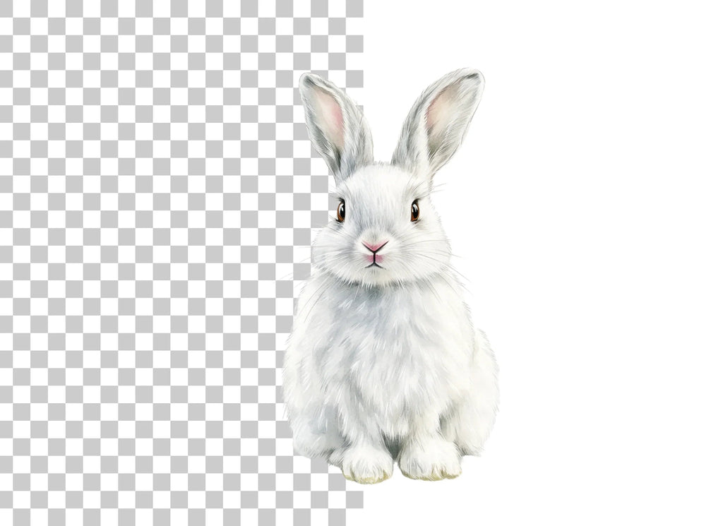 Cute White Rabbit Illustration Clipart Bundle