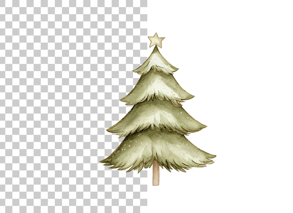 Green Christmas Tree Clipart Bundle
