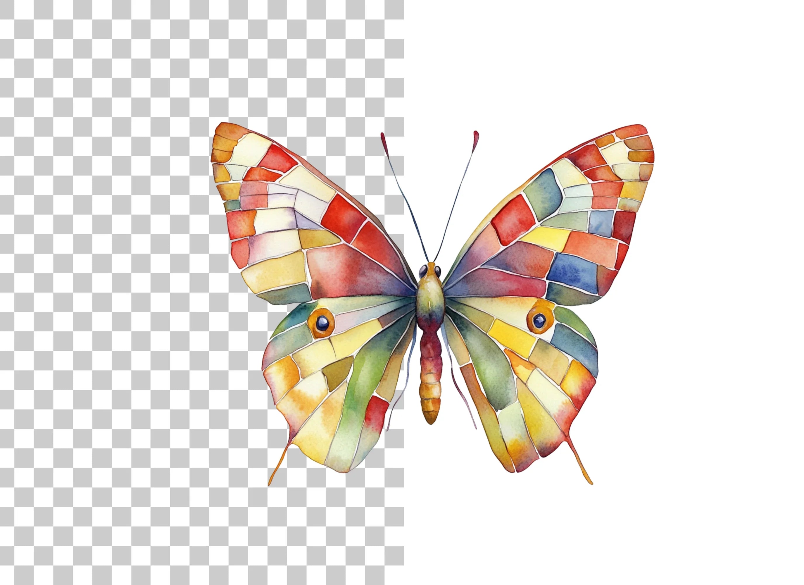 Vibrant Stained Glass Butterfly Clipart Bundle