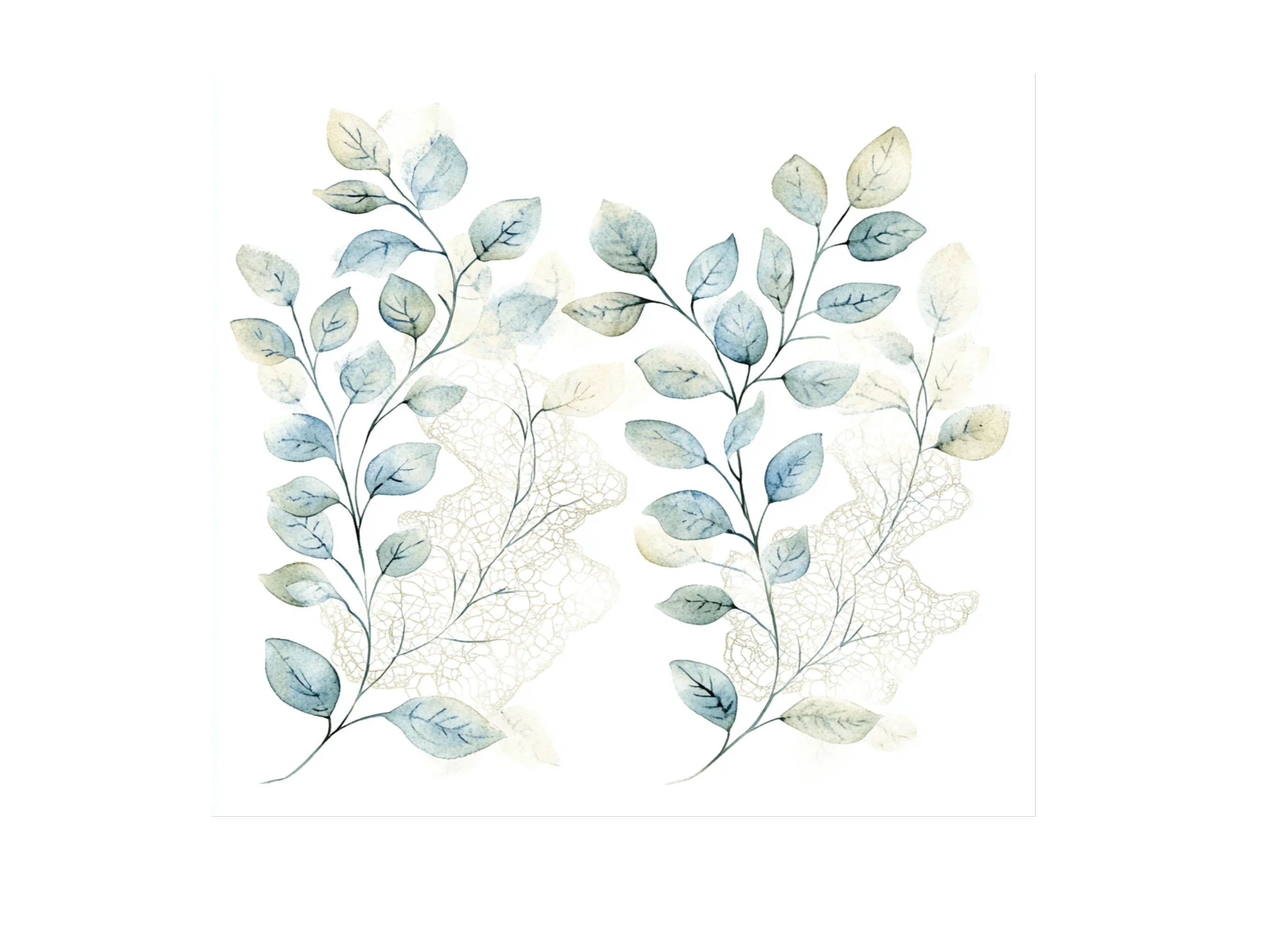 Blue Foliage Clipart Bundle
