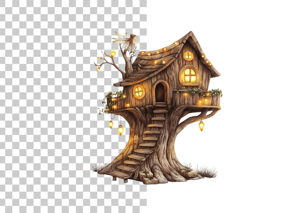 Enchanted Fairy Treehouse Clipart Bundle
