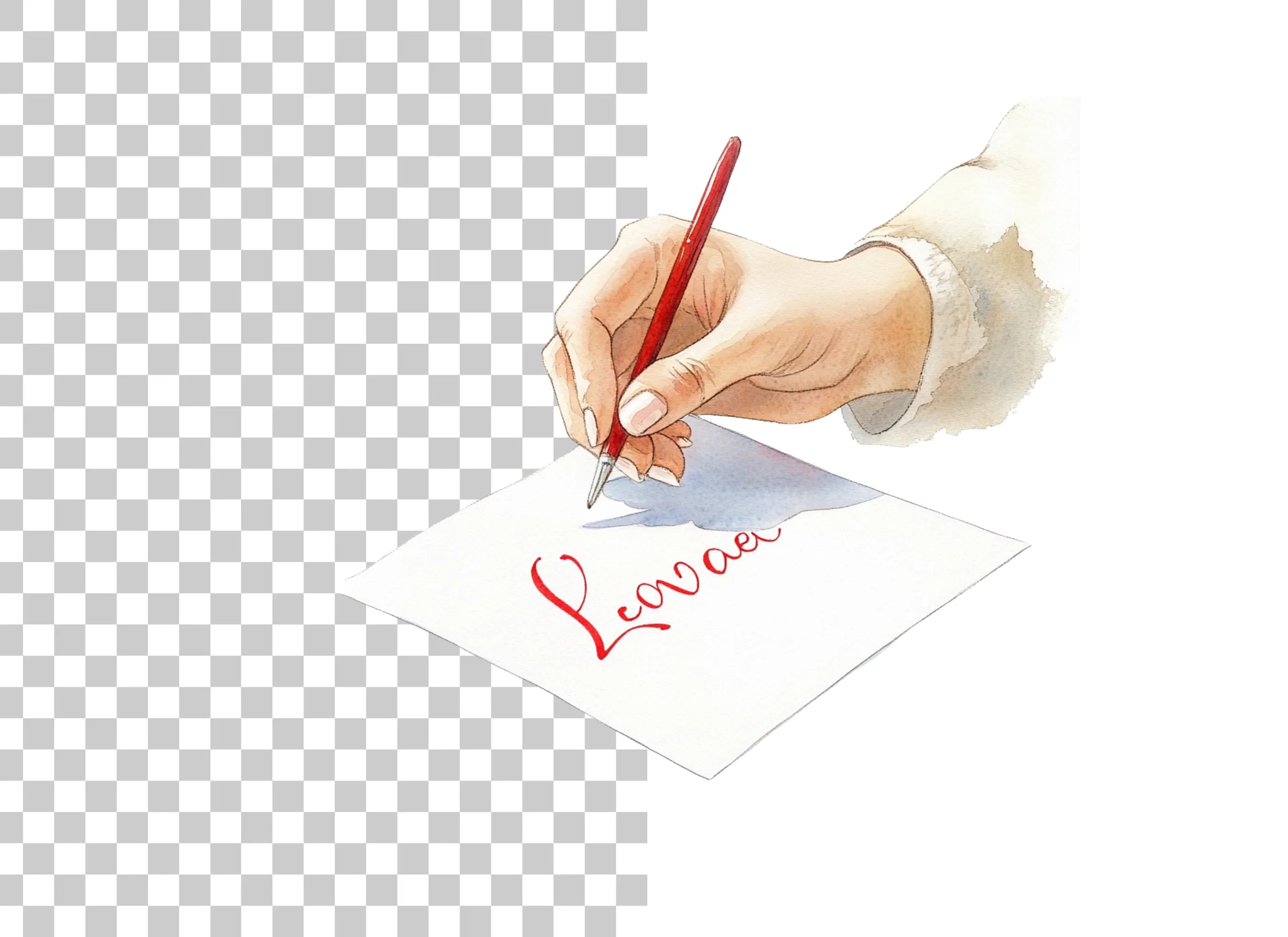 Hand Writing Love with Red Pen Clipart Bundle