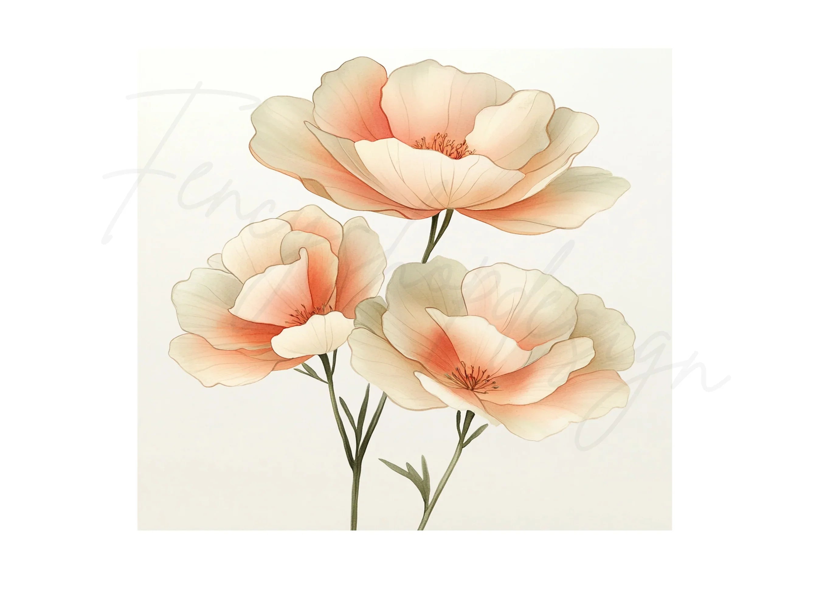 Elegant Peach Peony Clipart Bundle