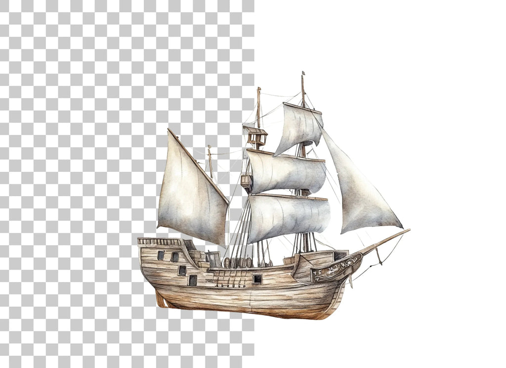 Vintage Sailing Ship Clipart Bundle