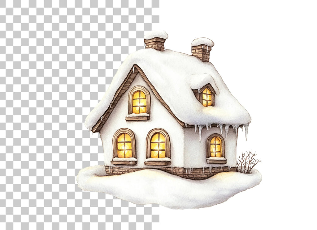 Cozy Winter Cottage Clipart Bundle