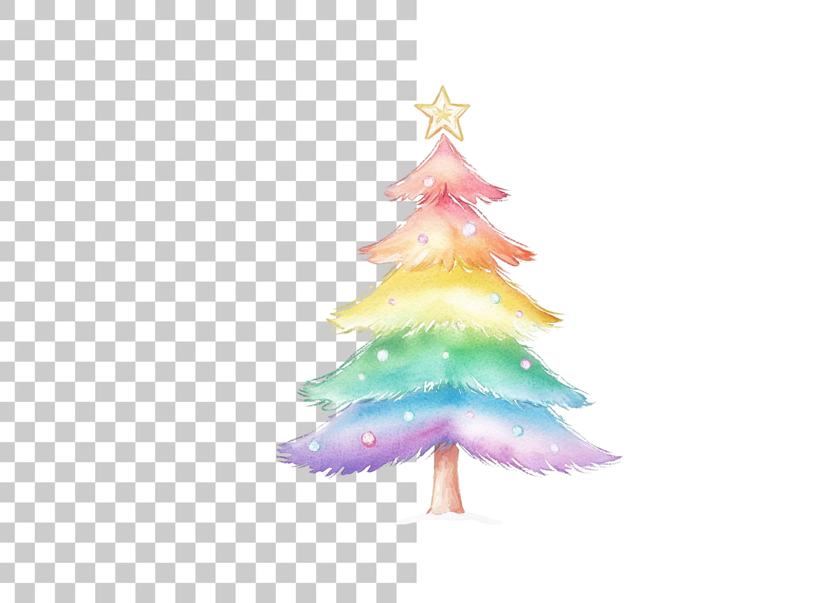 Pastel Rainbow Christmas Tree Clipart Bundle