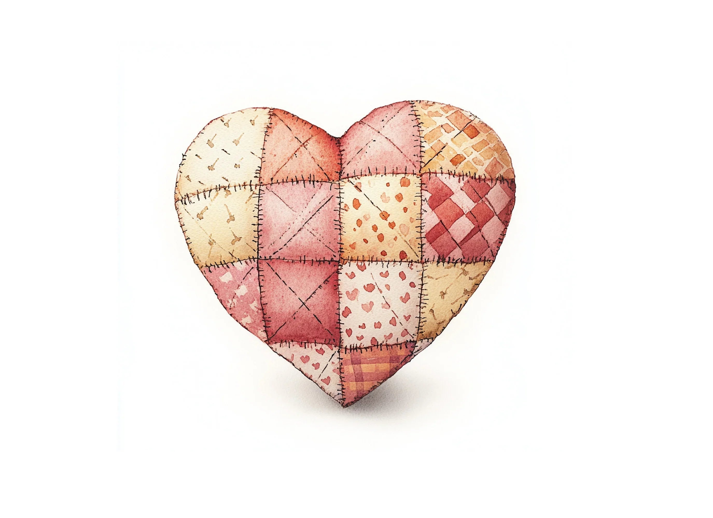 Colorful Patchwork Heart Clipart Bundle