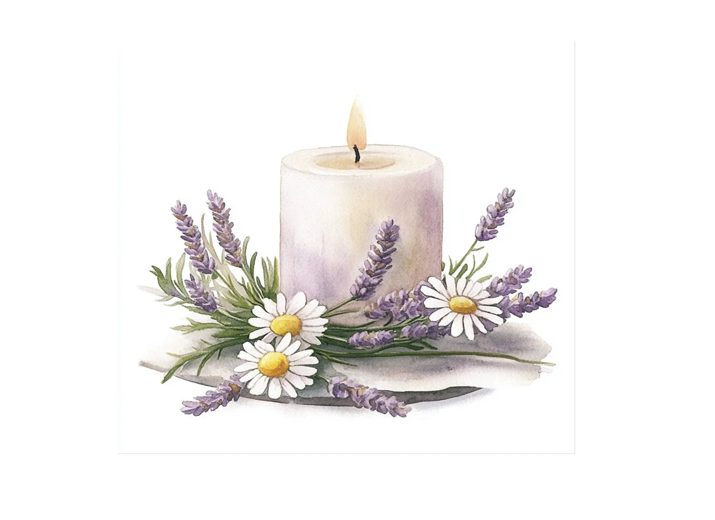 Lavender and Daisy Candle Clipart Bundle