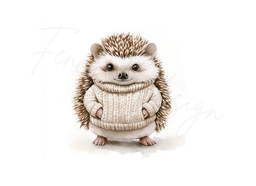 Adorable Hedgehog in Sweater Clipart Bundle