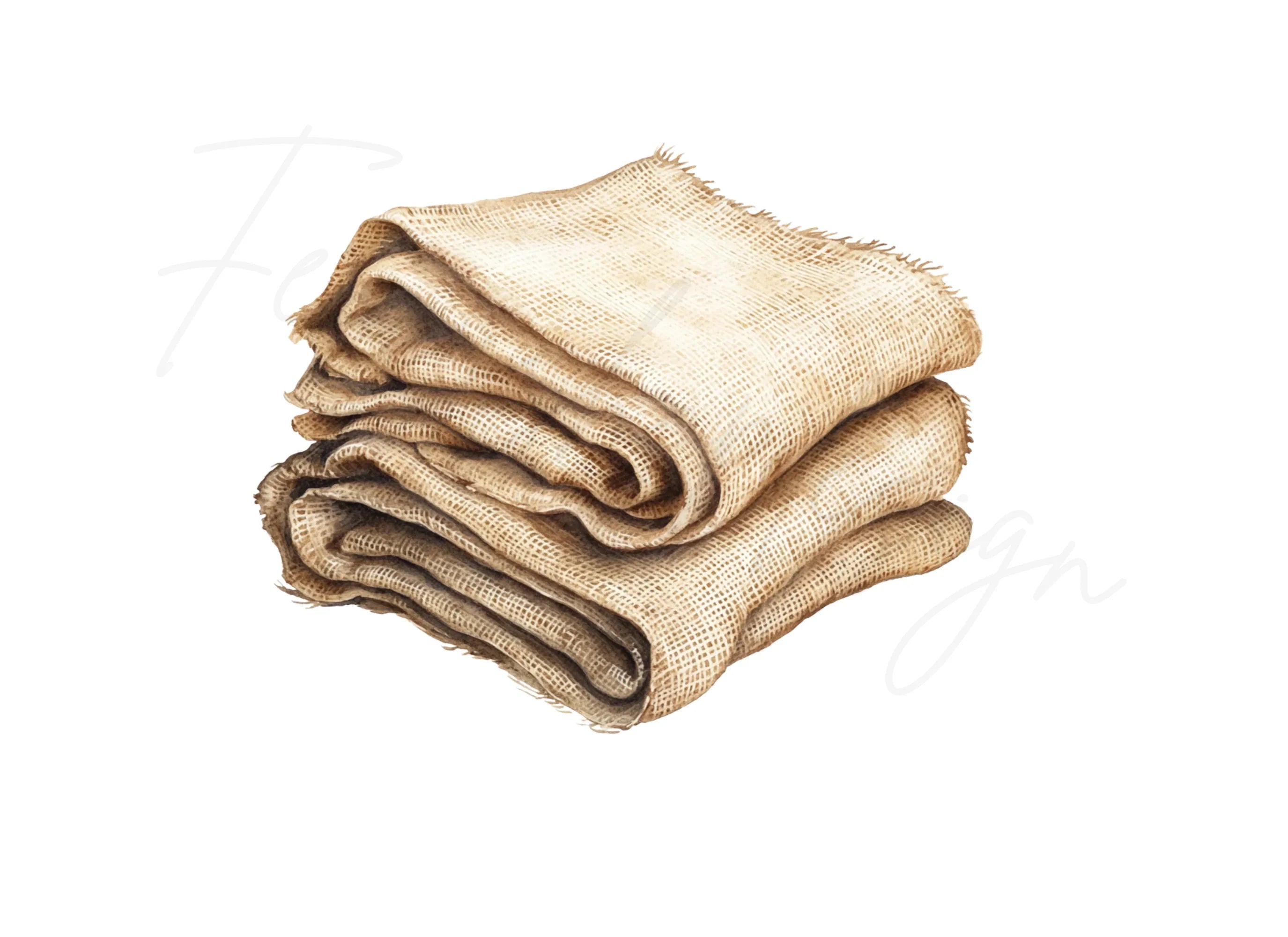 Rustic Burlap Fabric Stack Clipart Bundle