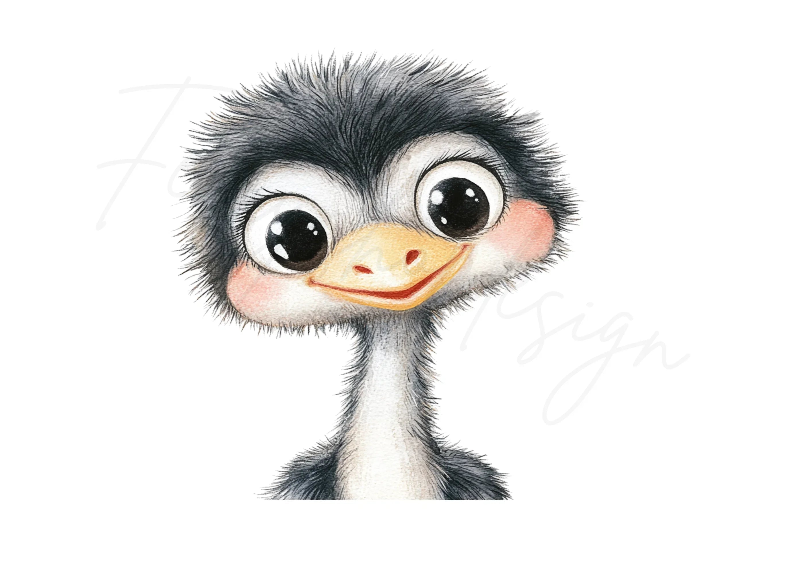 Adorable Ostrich Chick Clipart Bundle