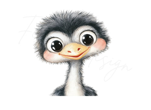 Adorable Ostrich Chick Clipart Bundle