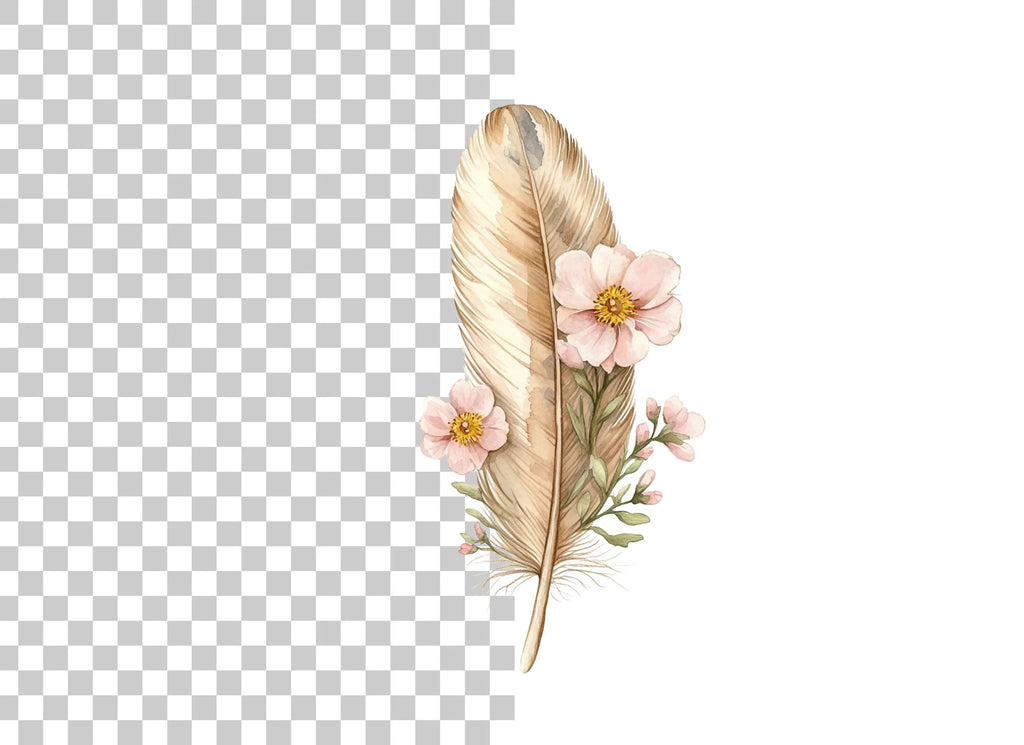 Boho Feather Floral Clipart Bundle
