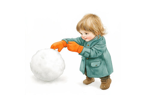 Adorable Toddlers Making Snowballs Clipart Bundle