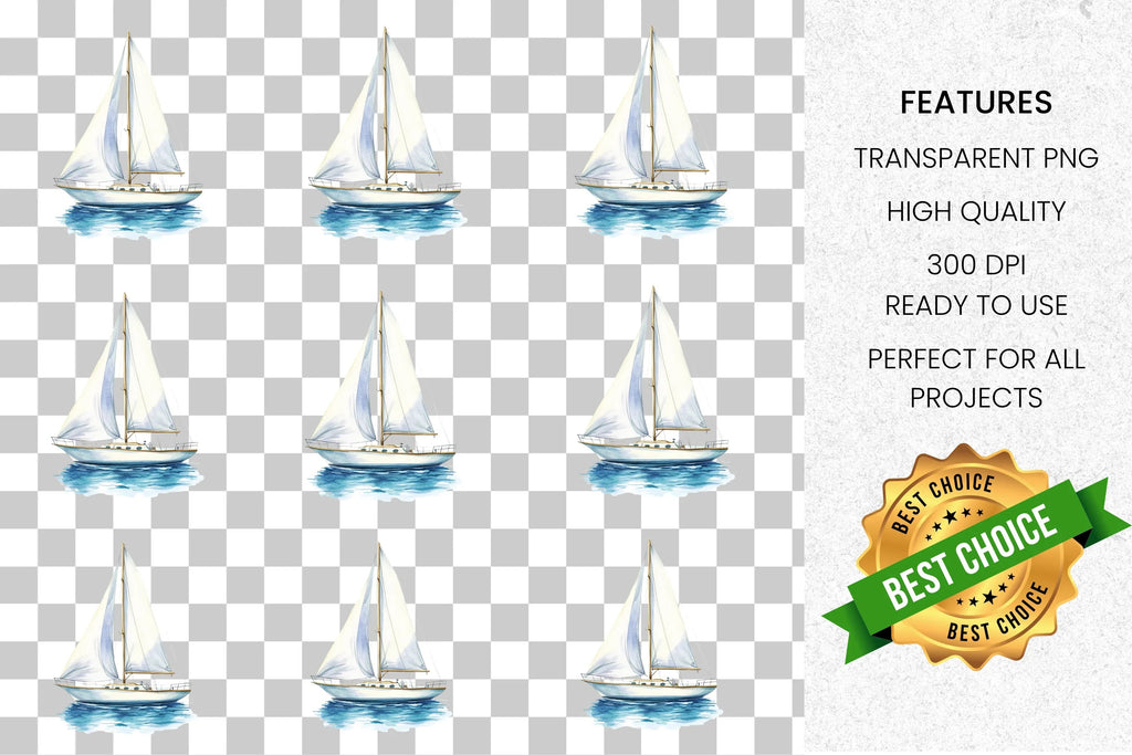 Sailboat Nautical Clipart Bundle