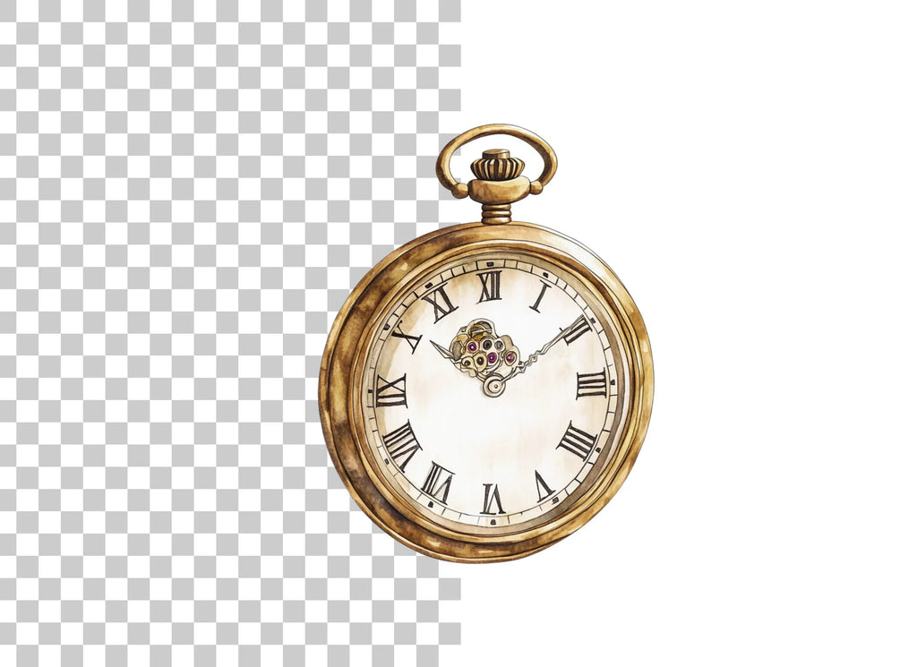 Vintage Pocket Watch Clipart Bundle
