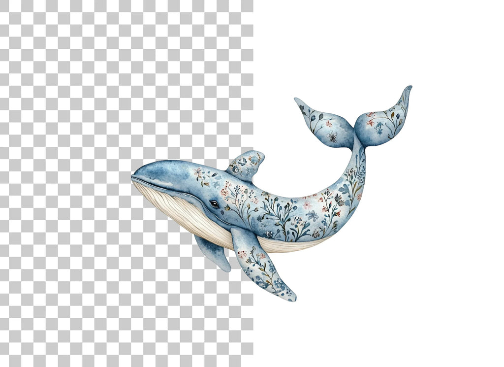 Whale and Wildflower Clipart Bundle