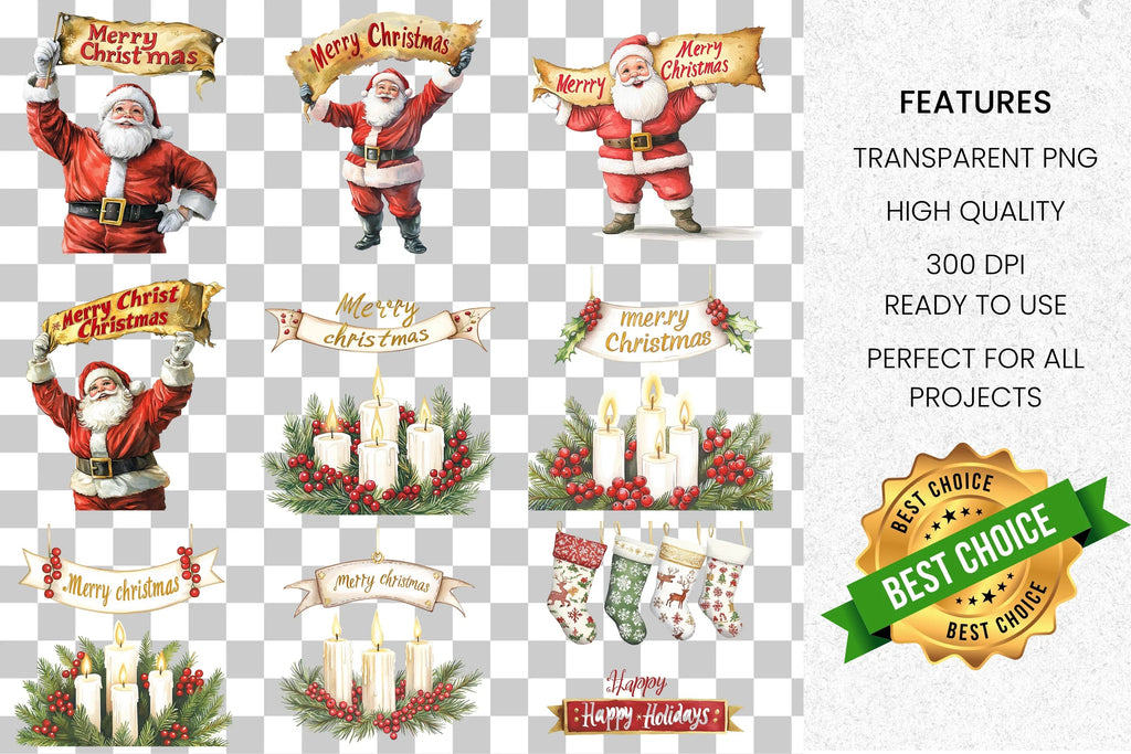 Festive Christmas Holiday Clipart Bundle