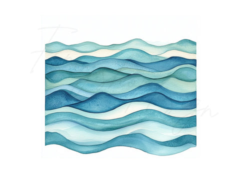 Abstract Blue Wave Patterns Clipart Bundle