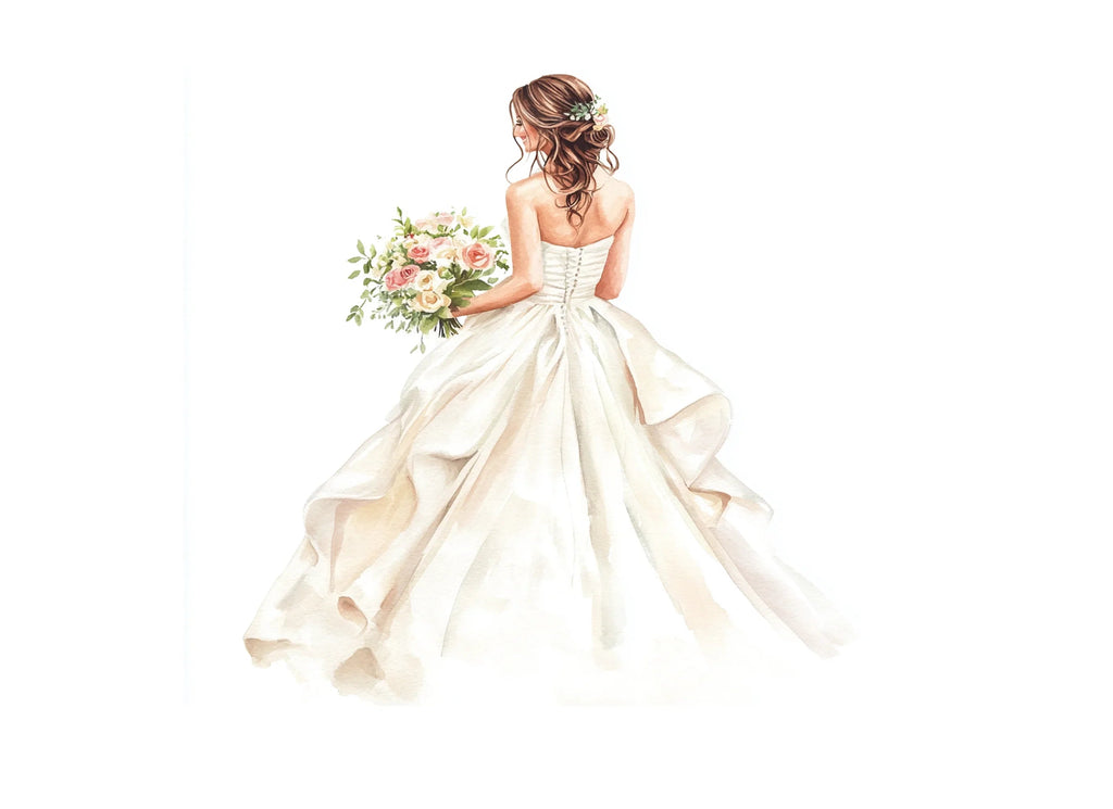 Elegant Bride Wedding Dress Clipart Bundle