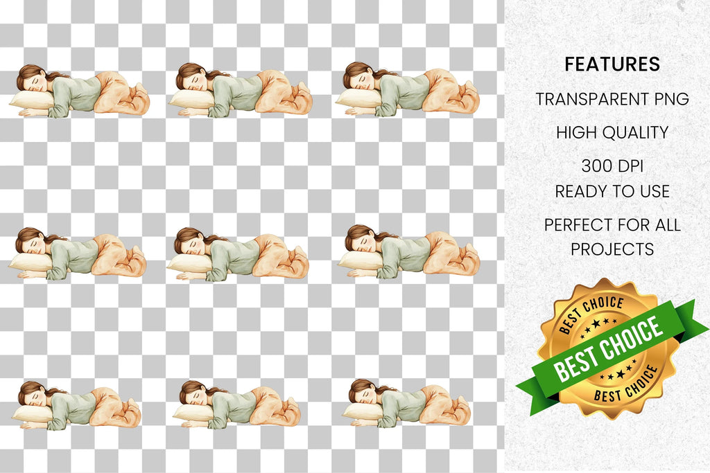 Peaceful Sleeping Girl Clipart Bundle